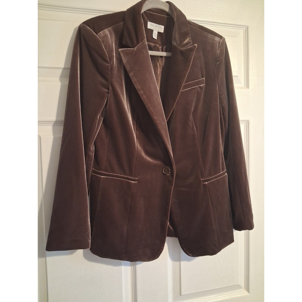 Chocolate Brown Velvet Blazer Womens Small 90s Minimalist Quiet Luxury Jacket